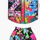 80s 90s Outfit for Women, Unisex Hip Hop Costume Baseball Jersey Shirt Yoga Pants Bucket Rapper Accessories XL, Splash Black