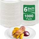 Paper Plates Bulk 1000 Count, Small Dessert Plates 6 Inch Disposable, Eco Friendly, Sturdy, White, 6 Inch 1000 Pack