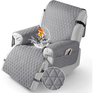 TAOCOCO 100% Waterproof Recliner Cover - Recliner Cover with Non-Slip Granule, Recliner Chair Covers with Elastic Band, Recliner Chair Covers for Reclining Chair(Light Gray, Medium-25'')