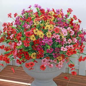 Kingsboomy Artificial Flowers for Outdoors, Faux Plants Flowers, 20 Bundles Silk Colorful Fake Flowers Eucalyptus Realistic UV Resistant for Outside Home Planter Porch Patio Yard Decor (20, 5 Colors)
