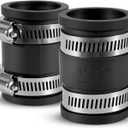 2 Pcs 1 IN Flexible PVC Pipe Coupling with Stainless Steel Clamps Fit 1 IN Nominal Pipes, Couplers for Plastic and Copper Pipe Plumbing Connections, Drain Repair, Dust Hose