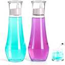 Mouthwash Dispenser For Bathroom, Glass Mouth Wash Dispensers With Cup, Mouthwash Container Bottle Holder For Adults/Kid, 8.8 OZ, Set Of 2