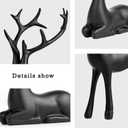 2 Pcs Christmas Reindeer Sculpture, Resin Deer Christmas Decoration, Matte Black Resin Elk Statues for Home Decor, Ideal for Living Room, Bedroom, Office, Bookshelf, and Desk Ornaments
