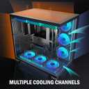 PC CASE 9 PWM ARGB Fans Pre-Installed, Mid-Tower Gaming PC Case, Panoramic Tempered Glass Computer Case with Type-C,420mm&360mm Radiator SupportBlack,K9