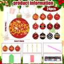 24 Pcs Diamond Art Christmas Ornaments Double Sided Christmas Balls Diamond Painting Xmas Ornaments DIY Red Black Gold Hanging Decorations for Adults Xmas Home Crafts Holiday Party Supplies