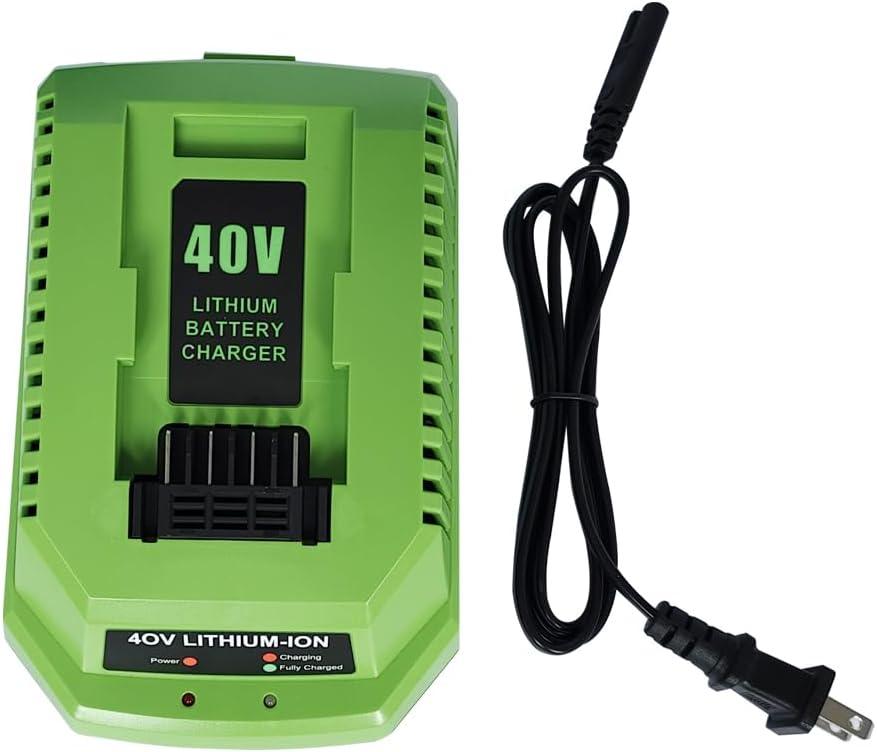 40V Battery Charger Replacement for GreenWorks 40V G-MAX Li-ion Lithium Battery Replacement for 29482 29462 29472 2901319 2938302 BAF702 L-300 BAF704 BAF705, Compatible with 40V Volt Power Tools