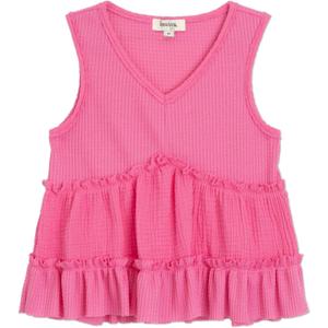 Speechless Girls' Sleeveless Waffle Knit V-Neck Top (Pink, XS)