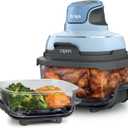 Ninja Crispi 4-in-1 Glass Air Fryer | 450F | Non-Toxic | 4QT & 6-Cup Glass Containers w/Lids | Microwave, Freezer, Dishwasher Safe | Max Crisp, Air Fry, Bake, Recrisp | Periwinkle | FN101PL, 13.39in x 11.97in x 13.58in