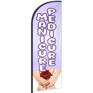 Manicure with Pedicure Feather Flag for Business Advertising 6 FT Swooper Flag for Storefronts Retailers Shops Food Trucks Events and Fairs (Flagpole Not Included)