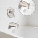 All Metal Bathtub Spout with Diverter, 5.3 Inch Tub Spout, Fits 1/2" Copper Slip-On and 1/2" or 3/4" IPS Threaded Pipes, Easy Lift to Switch, Leak-Free, Easy DIY Installation, Brushed Nickel