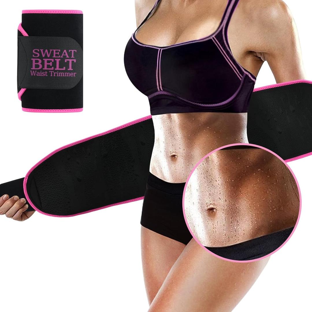 Lisacool Sculpt Touch Waist Trainer For Women Sweat Band For Stomach Waist Trimmer (Medium, Black/Pink)