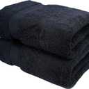 GLAMBURG 700 GSM Premium Cotton 2-Pack Oversized Extra Large Bath Sheet Set - 100% Combed Cotton - 2 Bath Sheets 35x70 - Luxury Hotel & Spa Quality - Durable Ultra Soft Highly Absorbent - Black