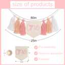 One Birthday High Chair Banner - Little Princess 1st Birthday Party Decorations,First Bday Pink Tassel Garland,Happy Cake Smash Hanging Banner,Photo Props for Highchair (Pink)