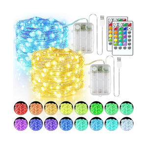 33ft 100LED Fairy Lights Battery Operated, 2 Pack 16.5ft 16 Color Changing String Lights with Remote Timer, RGB Waterproof Twinkle Lights for Indoor Outdoor Room Garden Yard Decor