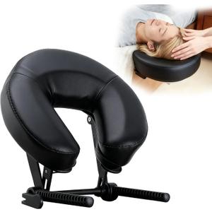 Massage Headrest for Bed Face Cradle, Adjustable Massage Attachment for Mattress, Portable Massage Head Rest for Mattress, Face Down Pillow After Eye Surgery (Black Cropped)