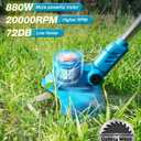 Cordless Weed Wacker, Electric Weed Eater Battery Powered with 2 x 4.0Ah Batteries & Charger, Brushless Lightweight Grass Trimmer/Brush Cutter for Yard Garden