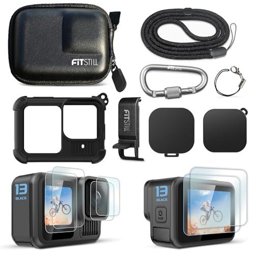 FitStill Silicone Protective Case for GoPro Hero 13 Black, Water Resistant, Black, Camera Case with Screen Protectors, Lens Caps, Lanyard & Carrying Case