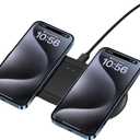 Wireless Charger, Dual 20W Wireless Charging Pad for Samsung Galaxy S24/S23/S22/S21/S20/S10/Note, Fast Charging Pad for Apple iPhone 15/14/13/12/11/XR,for Google Pixel 8/7/6, and More. (1 Pack)