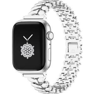 Kolgios 38/40/41/42/44/45/46mm Cool Chain Women Smartwatch Bands Compatible for Apple Watch Bands Series 11/ SE3/10/9/8/7/6/5/4 Stylish Replacement Bracelet for Iwatch S11/10/9 Gift To Her (Bowtie Silver)