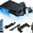 NexiGo PS5 Horizontal Stand with Charging Station for PS5 and Edge Controllers, Silent Cooling Fan with Adjustable Speed, [Auto Power On/Off], Compatible with PS5 Disc & Digital Editions, Black