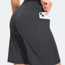 Blouty Women's 9" Bermuda Long Shorts with Pockets High Waisted Knee Length Shorts for Women Workout Athletic Casual (Gray, XXL)