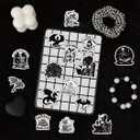 12PCS Black & White Kindle Cardstock Insert for 6.8 Kindle Paperwhite (11th Gen, 2021) Clear Case  12 Designs Cardstock Set with 100 Stickers, Gift for Book Lovers & Students