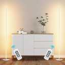 EDISHINE Minimalist LED Corner Floor Lamp with Remote, Set of 2 Modern Dimmable Mood Light, 57.5" Tall Floor Lamp for Bedroom, Living Room, 7 Color Temperature 2700-6000K, (White)