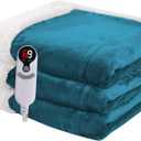 Heated Blanket Electric Blanket Full Size 72''x84'' with 9 Heating Levels, 1-10 Hour Auto Shut Off, Machine Washable, Flannel & Sherpa Soft Warming Blanket for Couch, Bed, Office - Dark Green