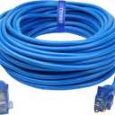 Clear Power Heavy Duty Outdoor Extension Cord - 100 FT, Blue | for Extreme Cold Weather -50°C, 16/3 SJTW, 3 Prong Grounded Plug, with Power Indicator Light (CP10075)