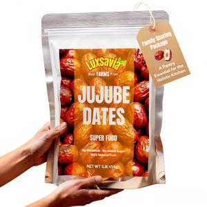 Jujube Dates Bulk,1lb (454g) Family Size | Selected Natural Dried Red Dates Fruit, No Additives | Dried Fruit for Snacking, Tea, Baking, Cooking, and Desserts (EXP 07/14/27)