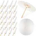 MOTOTO 60 Pieces 33 Inches White Paper Umbrellas Parasol Chinese Japanese Oiled Paper Umbrellas Decorative DIY Painting Parasol for Wedding Bridal Party Decor