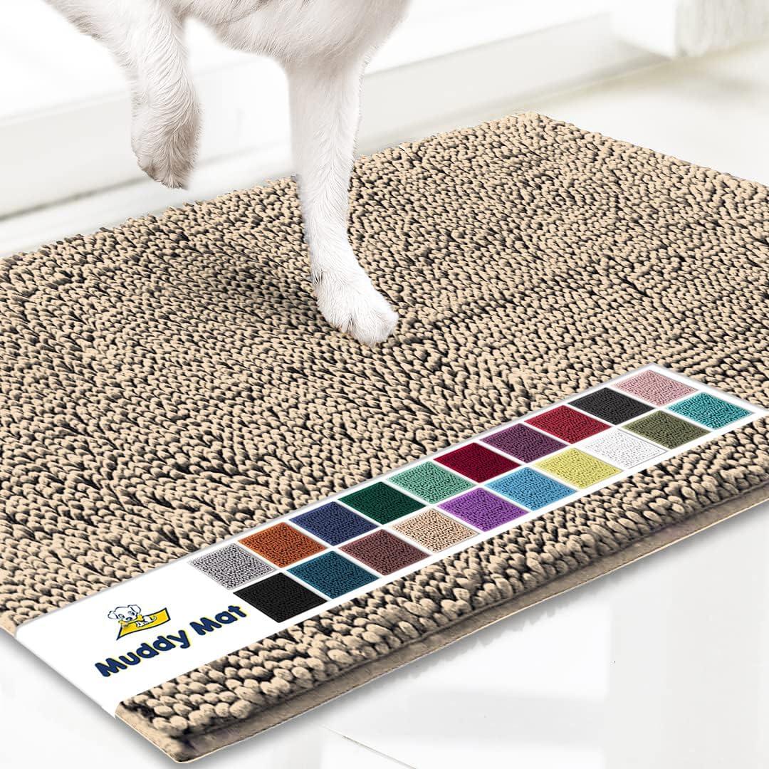 Muddy Mat Shown on TV  Super Absorbent Microfiber Dog Door Mat for Muddy Paws, Non-Slip Washable Pet Rug, Quick Dry Chenille Entryway Carpet, Machine Washable Indoor Outdoor mat, Beige 35"x24" (24" x 35", Beige)