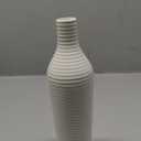 Ceramic Bottle Short Neck, Ribbed Design Body and Tapered Bottom SM Matte Finish White Vase