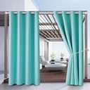 DIVA EN CAMINO DEC Outdoor Patio Curtain Waterproof Darkening Thermal Insulated Indoor Curtains for Bedroom, Porch, Living Room, Pergola, Cabana, W52 x L95, Teal Blue, Set of 2 Panels