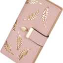 Sweet Cute Chocolate Women's Long Leaf Bifold Wallet Leather Card Holder Purse Zipper Buckle Elegant Clutch Wallet Handbag for Women - Pink