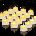 White Flameless LED Tea Lights - Battery-Powered Dancing Flame Candles for Modern Homes, White Weddings & Easter Decor (White Base, 24 Pack)