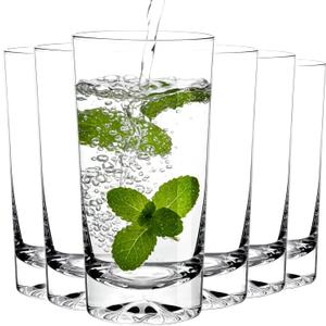 Drinking Highball Glasses Set of 6, 16oz Crystal Water Glasses