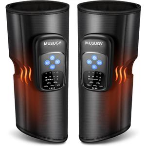 Cordless Calf Massager with Heat and Compression : Rechargeable Leg Compression Massager with 5 Modes, 5 Intensities for Pain Relief and Circulation - Calf Massage Device for Muscle Recovery