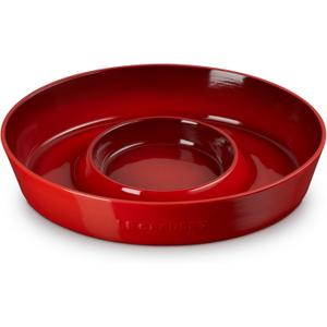 Le Creuset Stoneware Signature Oval Chip and Dip Platter, 13", Cerise