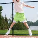 PATPAT Boys Shorts with Pockets, Quick-Dry Breathable Shorts for Running Soccer Basketball, Sports Team Uniform for Kids Teen (Green, L)