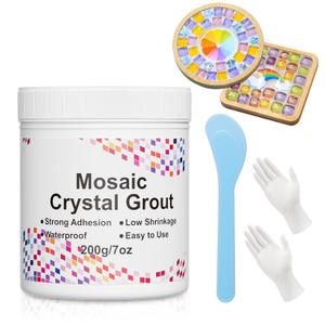 Mosaic Crystal Grout, 7oz Mosaic Crystal Sealant, Tile Grout for Crafts, Handmade Grouting, DIY Craft Projects Accessories, Direct caulking, Mosaics Tile Tools for All Tiles, Surfaces (Translucent)