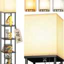 addlon 5-Tier Floor Lamp with Shelves, Standing Bookshelf Lamp with 3 Color Temperature, Corner Display Floor Lamps for Living Room, Bedroom and Office (70'' H, Black)