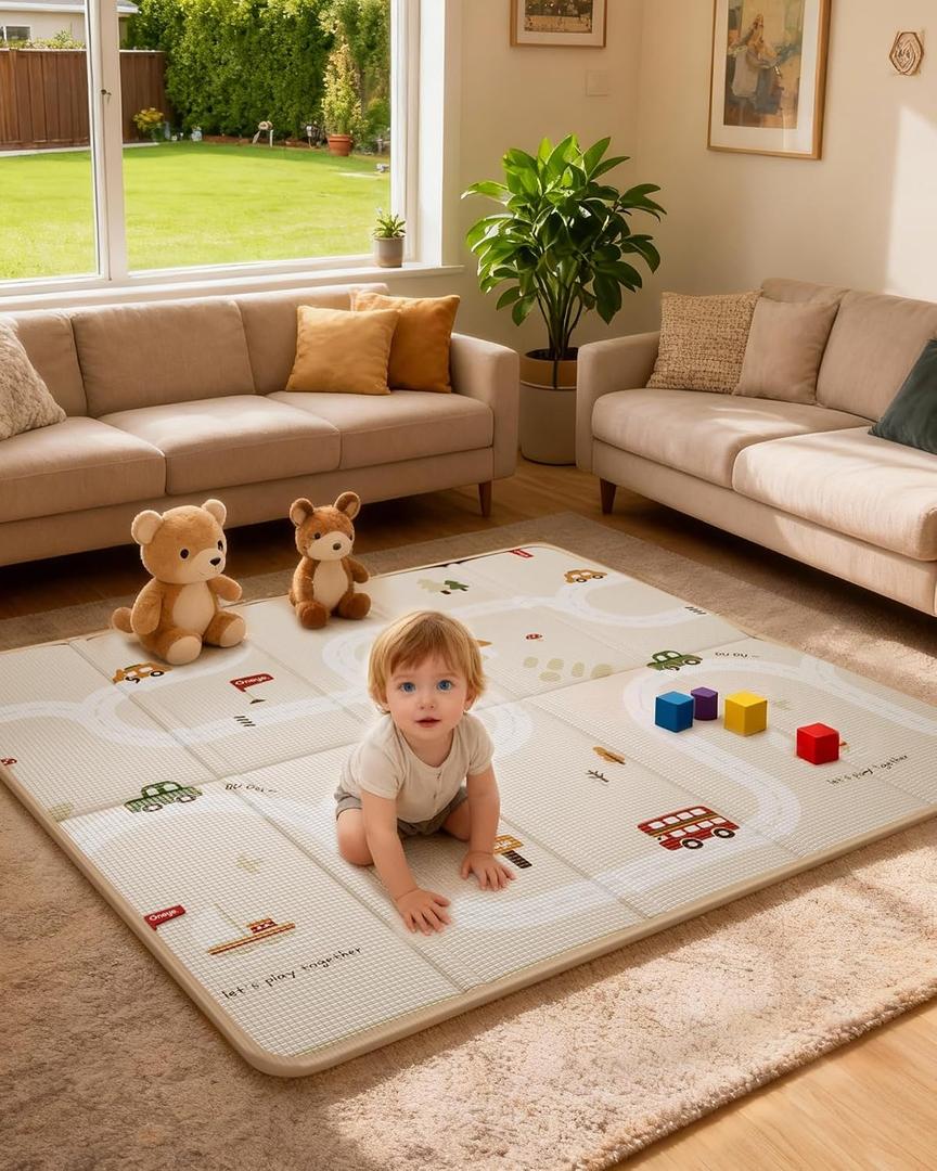 Oneye Baby Play Mat, 50 x 50 Inch Floor Mat with XPE Foam, Indoor& Outdoor
Foldable & Reversible Baby Floor Play Mat, Perfect Baby Foam Playmat for Baby Playpen, Waterproof PlayMats for Babies