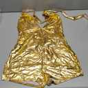 Sexy Metallic Bodycon Romper, Tie Halter, One Piece Backless Club Outfit size L
