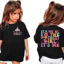 Birthday Girl Shirt for Kids Its Me Hi Im The Birthday Girl Tshirts Outfit Magic Kingdom Graphic Tees Tops (Black)