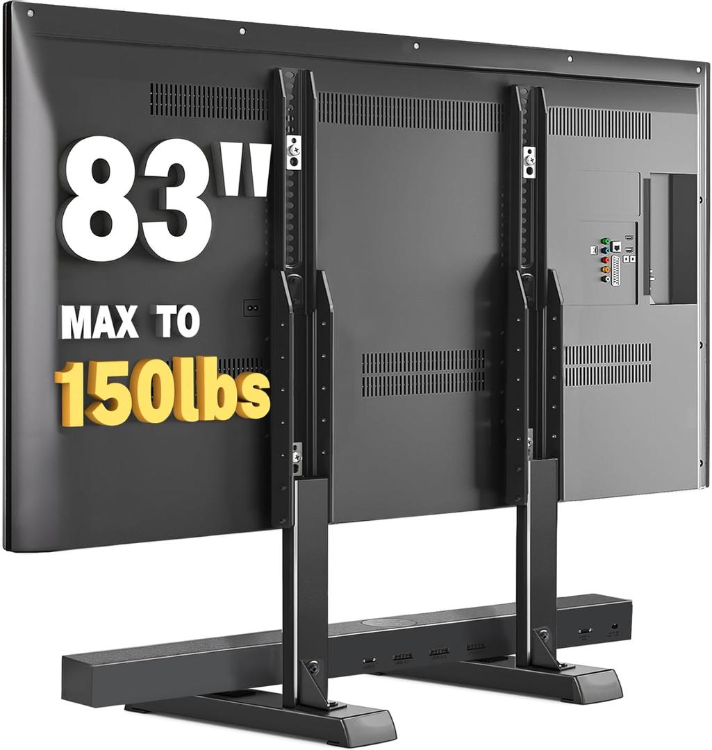 Universal Table Top TV Stand Base for 24-83 inch LCD LED TVs, TV Legs with Height Adjustment and Cable Management Hold up to 150lbs, Max VESA 800x500mm, Black