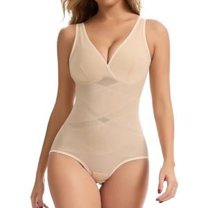 JOYSHAPER Shapewear Bodysuits for Women Tummy Control Body Shaper Under Dress Compression Bodysuits With Adjustable Straps, M