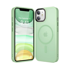 Strong Magnetic for iPhone 11 Case Compatible with Magsafe, [13FT Drop Resistant] Translucent Matte Skin Feeling Back, Aluminum Alloy Keys Shockproof Phone Case, Light Green