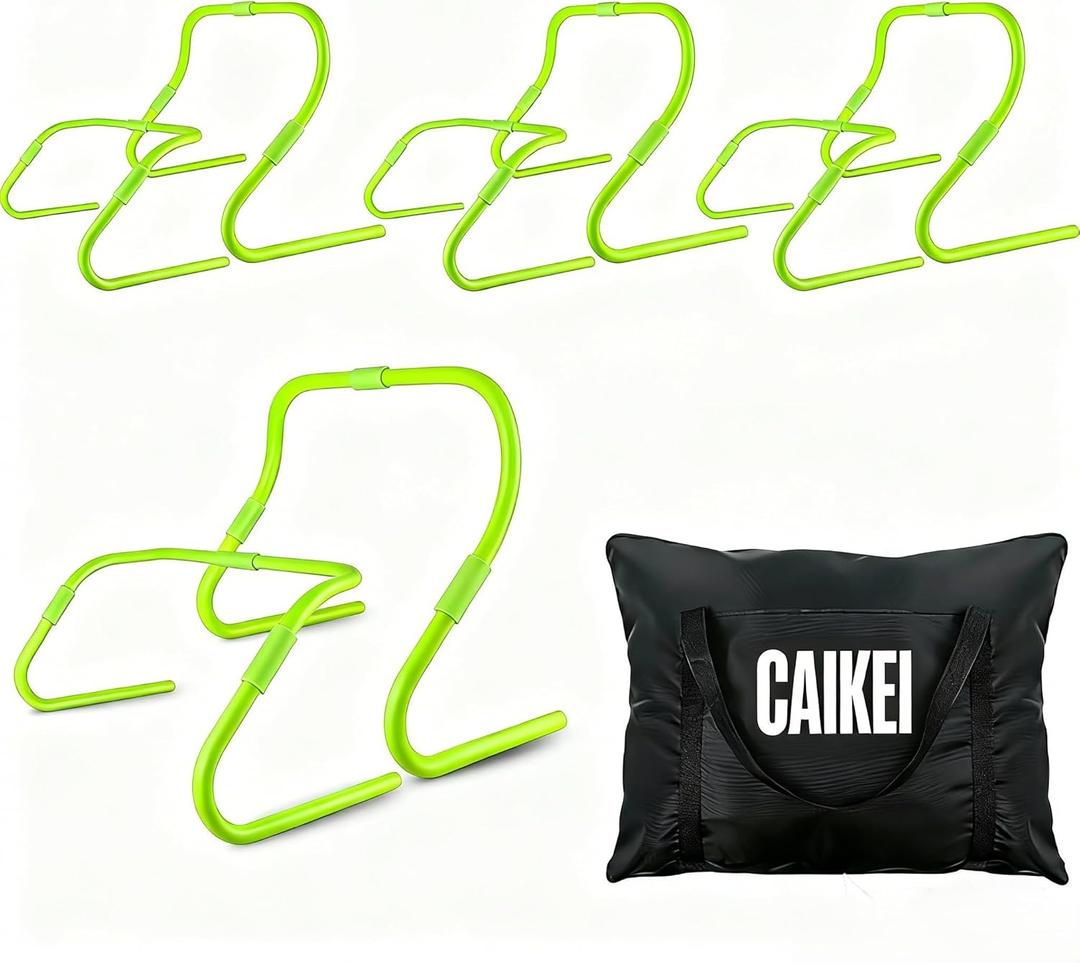 Agility Speed Hurdles Upgraded Training Hurdles Adjustable Height,Ultra Durable All-in-One Speed Hurdles with Carrying Handle, 6 Pack (Green)