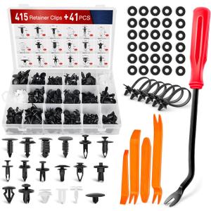 Nilight 415 Pcs Car Retainer Clips & Fastener Remover - 18 Most Popular Sizes Auto Push Pin Rivets Set -Door Trim Panel Compatible with GM Ford Toyota Honda Chrysler (CL-19)